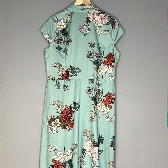 MISSLOOK BLUE FLORAL MAXI BUTTON FRONT DRESS LARGE - Picture 3 of 10